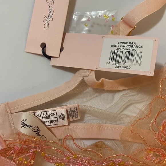 Agent Provocateur Lindie Pink Orange 2-piece Set: Bra 36DD / Brief AP4 Large - Picture 14 of 16